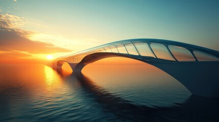 Obraz premium Sunrise over water bridge landscape