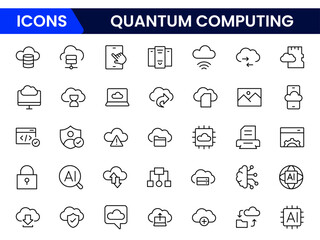 Quantum computing icons set. style icons with various colors. For signs, symbols, web design, or web graphics.
