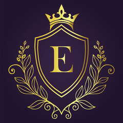 Fototapeta premium Letter E luxury and Royale brand logo concept design 
