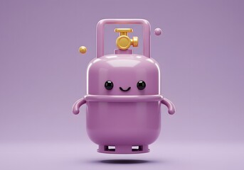 Obraz premium Smiling Gas Tank Character with Handle and Valve in Soft Light