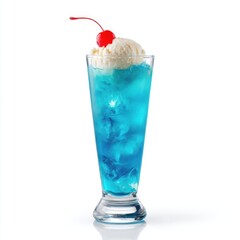 Blue hawaiian float with cherry isolated on white background