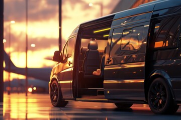 Urban van transportation sunset