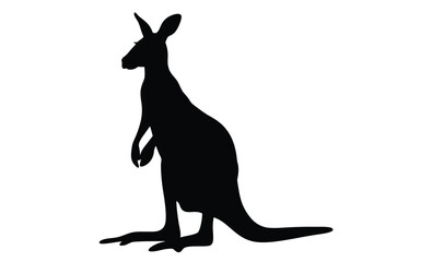 Kangaroo silhouette vector, Jumping kangaroo illustration, Wild animal graphic, Kangaroo on white background