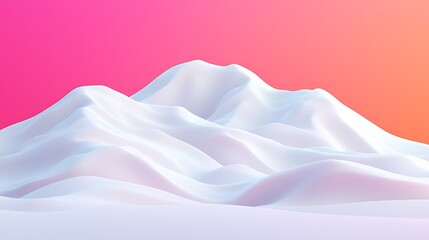 Abstract White Mountain Range Landscape with a Vibrant Gradient Background, Creating a Minimalist and Modern Design.