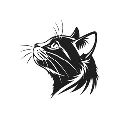 Black vector illustration of a wild cat head, a animal symbol