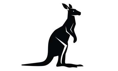 Kangaroo silhouette vector, Jumping kangaroo illustration, Wild animal graphic, Kangaroo on white background