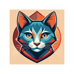 Cute cartoon vector illustration of a black feline cat head design