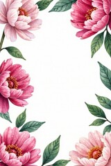 Fototapeta premium Soft watercolor peony pattern on white background , flower patterns, floral motifs, botanical prints
