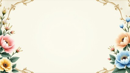 Floral frame in vintage style, art deco, wallpaper