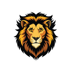 Wild king lion head vector illustration, a powerful black and white feline portrait