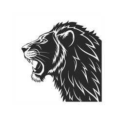 Wild lion head silhouette vector, a powerful animal illustration