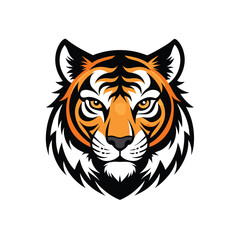 Wild striped tiger head vector portrait
