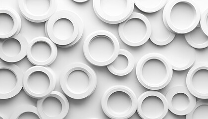 White geometric concept. 3d circles  for business template. Modern and simple pattern.Clean and creative corporate radial background. Abstract texture with circles. surface concept.rings render