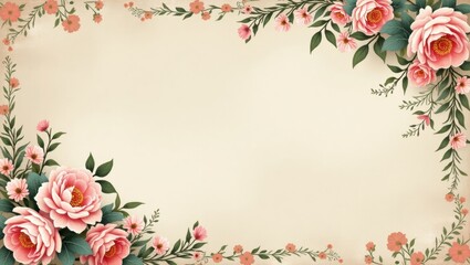Floral frame in vintage style, art deco, wallpaper