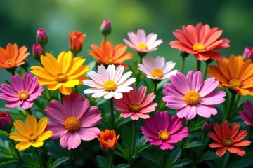 Collection of colorful flowers in a natural setting, flowers, bouquet, garden