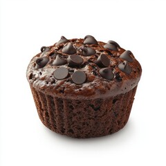 Delicious chocolate muffin, studded with chocolate chips