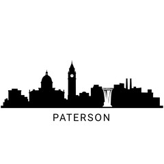 Naklejka premium Paterson New Jersey Skyline Black Silhouette.