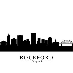 Obraz premium Rockford Illinois Skyline Silhouette Vector.