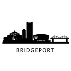 Fototapeta premium Bridgeport with CT Skyline Silhouette USA city.
