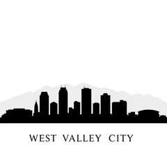 Naklejka premium West Valley City Skyline with Utah, and Silhouette.