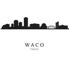 Naklejka premium Waco Texas Skyline with Black Silhouette, and Cityscape.
