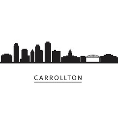 Fototapeta premium Carrollton city skyline vector silhouette with texas.