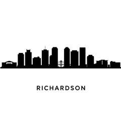 Fototapeta premium Richardson Skyline Silhouette with Texas Cityscape.