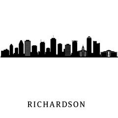 Naklejka premium Richardson Skyline Black Silhouette with Texas USA.