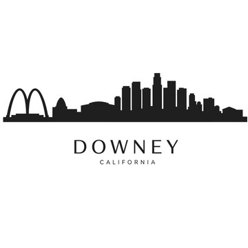 Downey California Skyline with Silhouette, and USA.