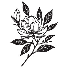 black and white flower vector