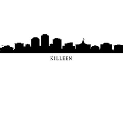 Obraz premium Killeen Skyline Silhouette Black and White.