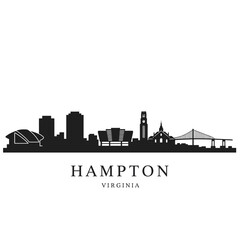 Obraz premium Hampton with Virginia skyline silhouette, and cityscape vector.
