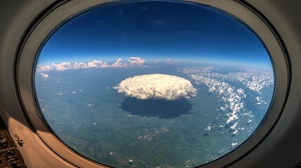 Fototapeta premium Aerial View of Unique Cloud Formation from Airplane Window