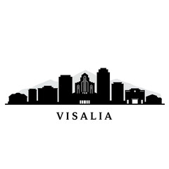 Obraz premium Visalia Skyline Silhouette with California, and Cityscape.