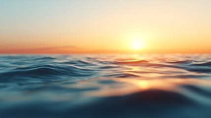 Golden Hour Serenity: Peaceful Ocean Waves Reflecting the Warmth of the Setting Sun, a Calming Coastal Scene.