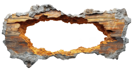 Hole in Wooden Wall isolated on transparent background