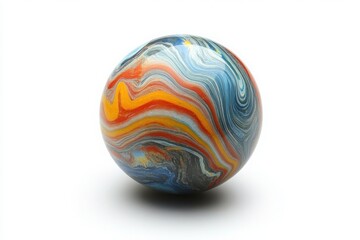 Colorful swirled marble ball isolated on transparent background