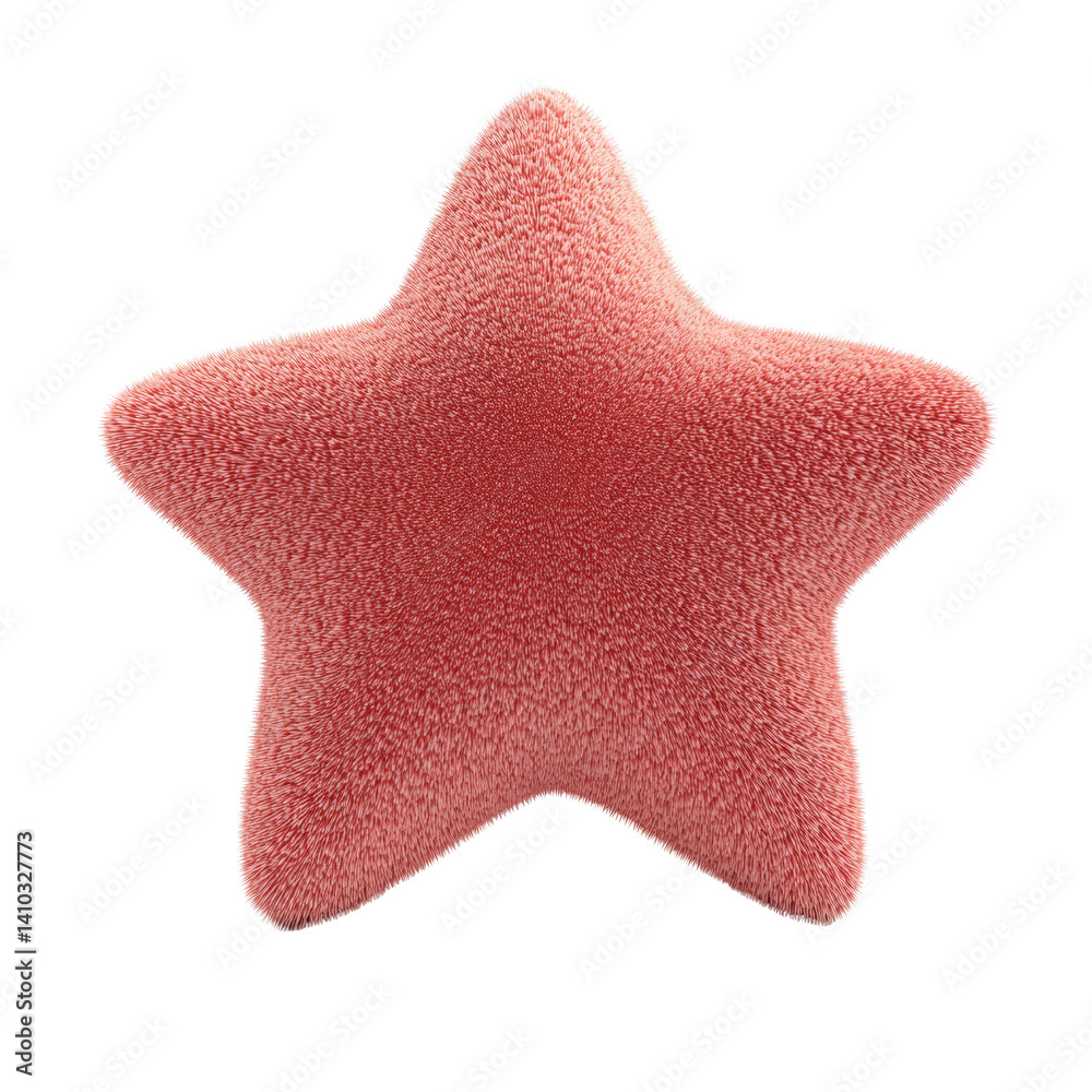 Poster isolated pinkish fuzzy star shape object with intricate furry texture details