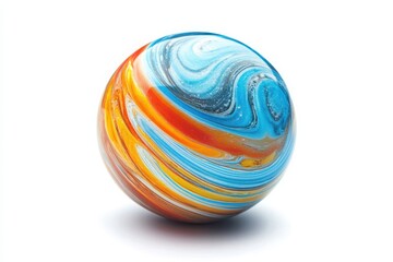 Colorful swirled marble ball isolated on transparent background