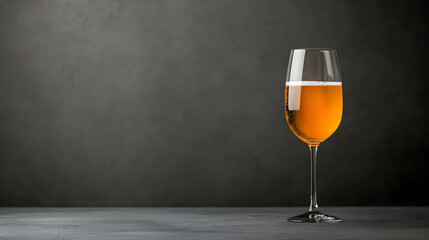 Glass Of Light Orange Beer On Dark Grey Stone Surface