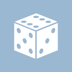 Dice vector icon on blue background
