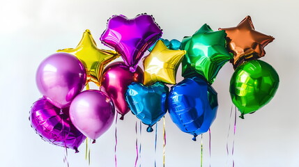 Colorful Assorted Balloons with Stars, Hearts, and Rounds
