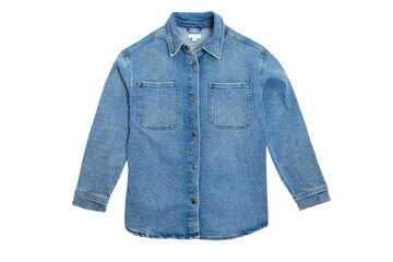 Blue denim shirt isolated on white background