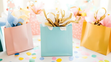Ribbon-Tied Gift Bags on Celebratory Table