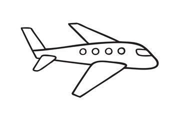 Airplane or plane icon doodle hand drawn. Outline airplane or plane line drawing clipart symbol