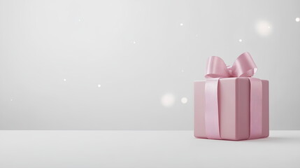 Single Holiday Gift with Ribbon, Lights, and Joyful Mood