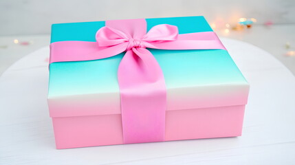 Single Glossy Gift Box with Perfect Bow and Confetti