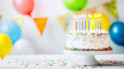 Vibrant Birthday Cake with Smooth Icing and Candlelight Glow