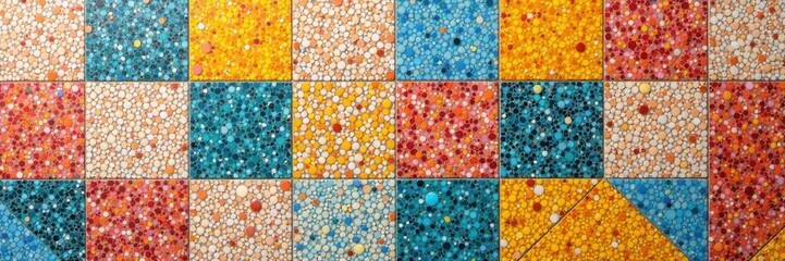 Geometric patterned terrazzo slab with contrasting colors and textures, texture, contrast