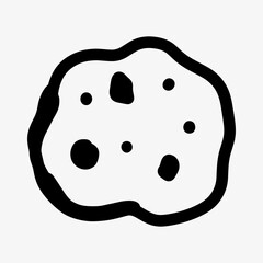 Hand-drawn doodle sketch of a cookie with chocolate chunks. A delicious dessert illustration perfect for bakery logos, food design, menus, and sweet treat branding with a creative touch.